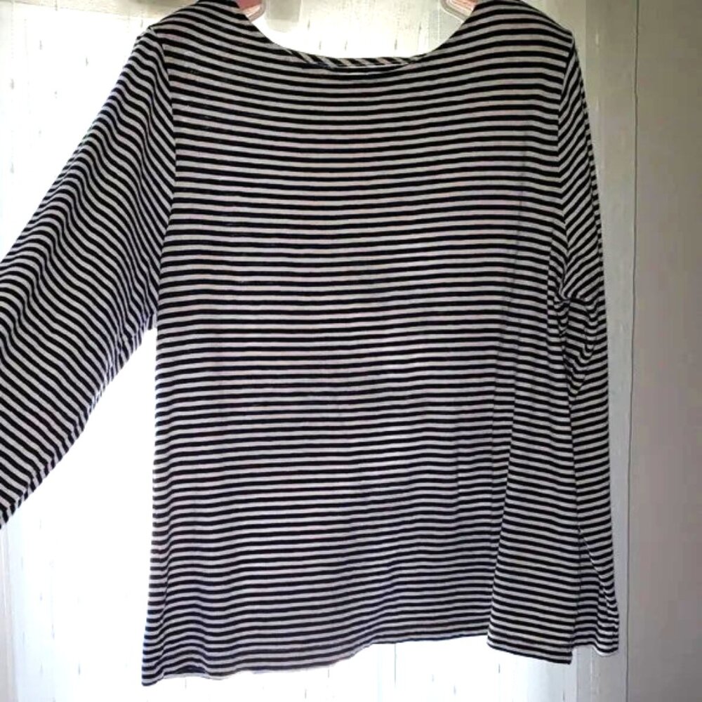 Cotton Navy and White Striped Boatneck